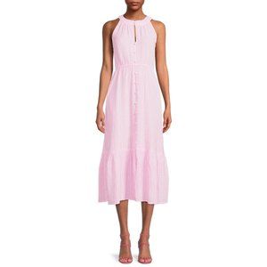 Time and Tru Women's Pink Sleeveless Tiered Maxi Dress size L